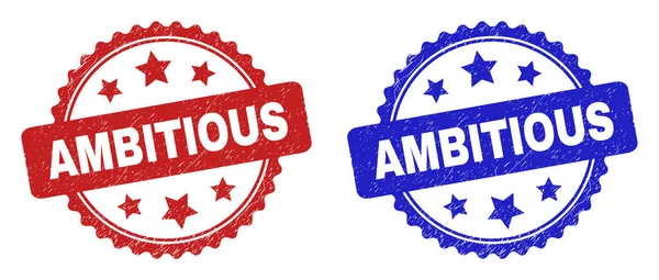 AMBITIOUS Rosette Seals met behulp van Grunge Style — Stockvector