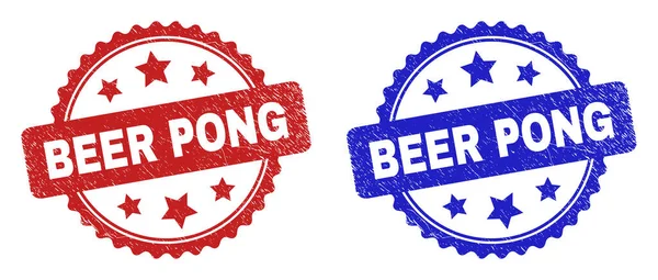 Sellos de sello de roseta de cerveza PONG usando el estilo de angustia — Vector de stock