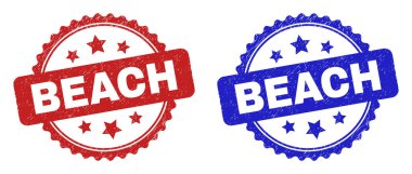 BEACH Rosette Damga Mührü Grunge Dokusunu Kullanarak