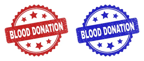 BLOOD DONATION Rosette Seals Menggunakan Corroded Style - Stok Vektor