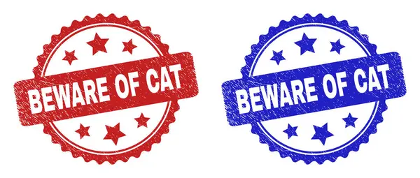 Tenga cuidado con los sellos de roseta de gato con superficie corroída — Vector de stock