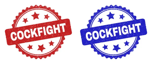 COCKFIGHT Rosette Stamp Seals Using Unclean Style — Stock Vector