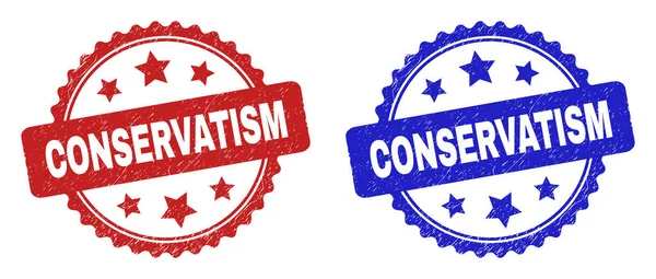 带有Grunge表面的CONSERVATISM Rosette水印 — 图库矢量图片