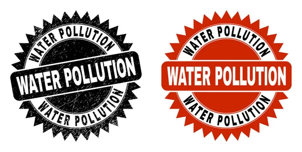 WODA POLLUTION Czarna Rozeta Znak wodny w stylu korozyjnym — Wektor stockowy