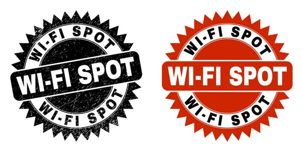 WI-FI SPOT Schwarzer Rosettenstempel mit Gummistil — Stockvektor