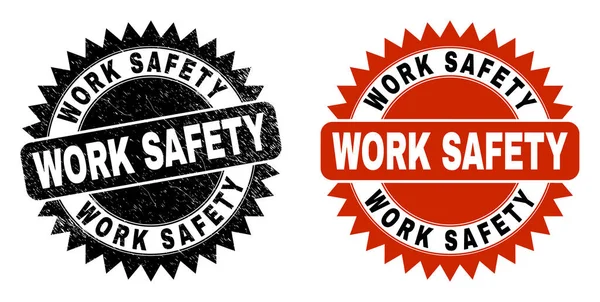 WORK SAFETY Black Rosette Stamp Seal with Unclean Texture — Stock Vector