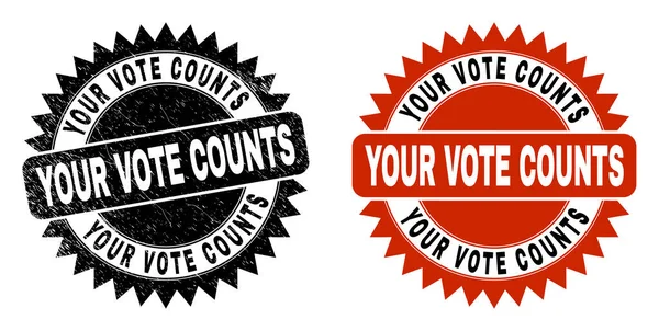 YOUR VOTE COUNTS Black Rosette Seal with Distress Texture — Stock Vector