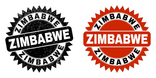 ZIMBABWE Black Rosette Stempelsiegel mit Distress Texture — Stockvektor
