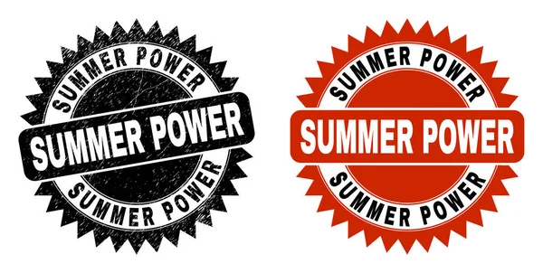 SUMMER POWER Black Rosette Seal com estilo de borracha —  Vetores de Stock