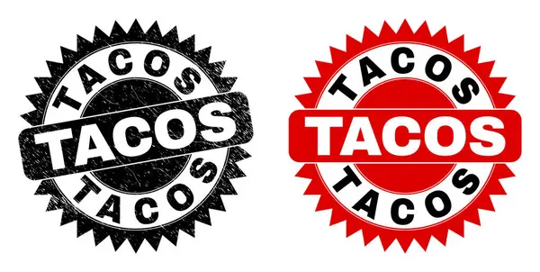 TACOS Black Rosette Stamp with Distress Style — Stock Vector