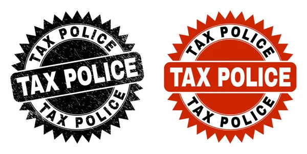 TAX POLICE Black Rosette Stamp Seal with Distress Texture — Stock Vector