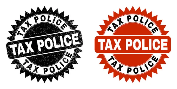 TAX POLICE fekete Rosette pecsét Vészhelyzet textúrával — Stock Vector