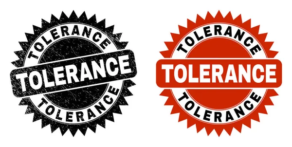 TOLERANCE Black Rosette Seal mit korrodierter Textur — Stockvektor