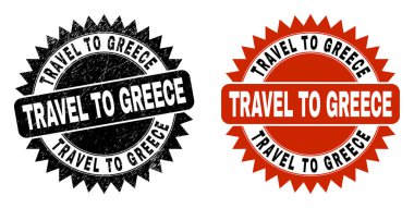 GREECE 'e TRAVEL Black Rosette Damga Mührü Çizik Biçimli