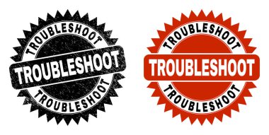 TROUBLESHOOT Black Rosette Stamp with Corroded Texture clipart