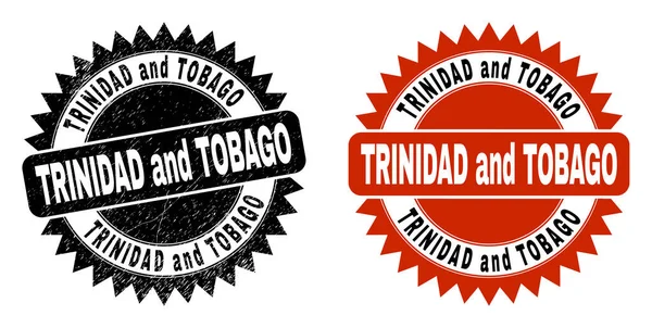 TRINIDAD Y TOBAGO Sello Roseta Negro con Superficie Rasguñada — Vector de stock