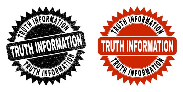 TRUTH INFORMATION Black Rosette Seal with Grunged Style — Stockový vektor