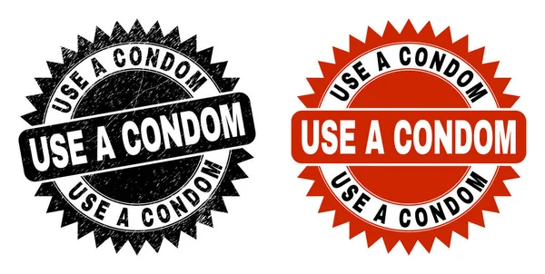 GEBRUIK Een CONDOM Zwarte Rosette Stempel Zegel met Noodstopper — Stockvector