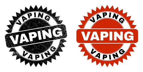 VAPING Black Rosette Stamp Seal with Distress Style — Stock Vector