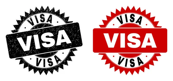 VISA Black Rosette Watermark with Distress Texture — ストックベクタ