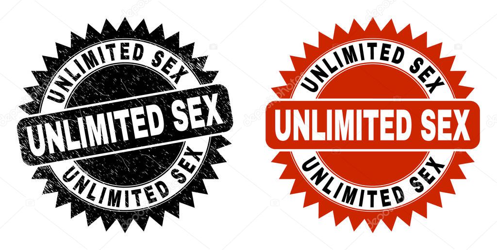 UNLIMITED SEX Black Rosette Stamp with Grunged Texture