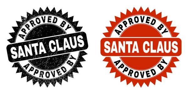 APROBADO POR SANTA CLAUS Roseta negra Marca de agua con textura de goma — Vector de stock