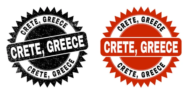 CRETE, GREECE Black Rosette selo com estilo corroído — Vetor de Stock