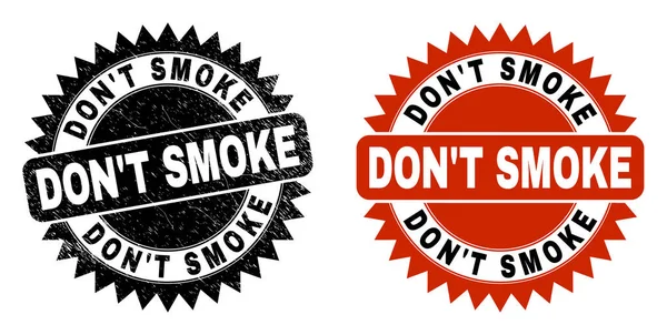 DONT SMOKE Zwarte Rosette Seal met Corroded Style — Stockvector