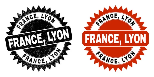 ФРАНЦІЯ, LYON Black Rosette Seal with Unclear — стоковий вектор
