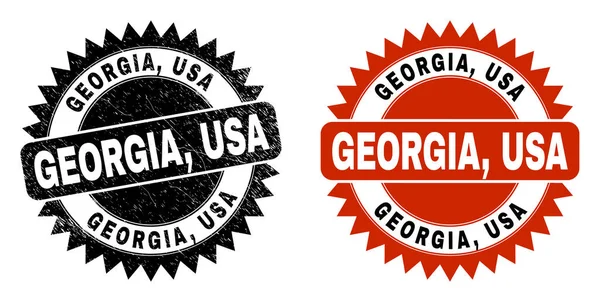 GEORGIA, USA Černá pečeť Rosette s nečistým povrchem — Stockový vektor