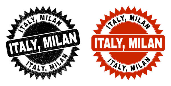 ITALY, MILAN Black Rosette Stamp with Rubber Style