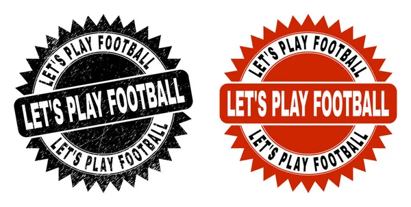 LETS PLAY FOOTBALL Black Rosette Watermark with Grunged style — 图库矢量图片
