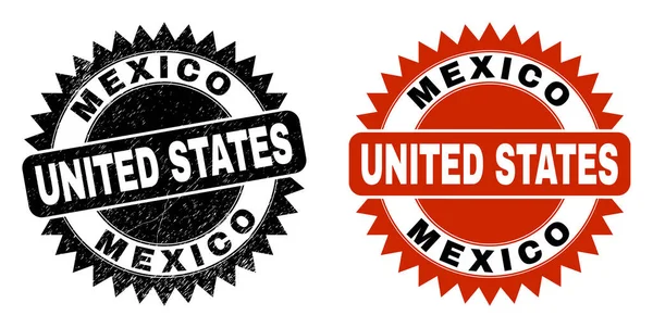 MÉXICO ESTADOS UNIDOS Roseta preta marca d 'água com estilo corroído —  Vetores de Stock