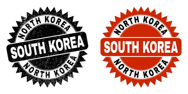 NORTH KOREA GÜNEY KOREA Siyah Gül Mührü — Stok Vektör