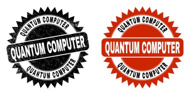 QuANTUM COMPUTER Siyah Rosette Damga Mührü Grunged Style