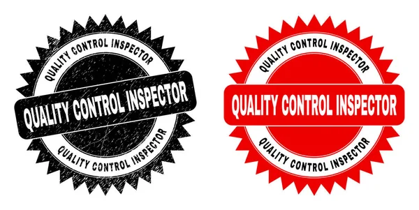 QUALITY CONTROL INSPECTOR Black Rosette Stamp with Grunge Texture — Stock Vector