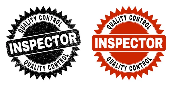 QUALITY CONTROL INSPECTOR Black Rosette Seal mit unsauberer Oberfläche — Stockvektor