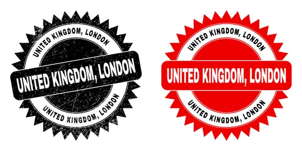 UNITED KINGDOM, LONDON Black Rosette Watermark with Grunged Surface — Stock Vector