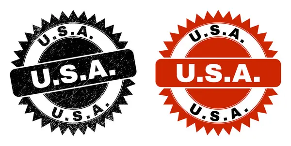 Amerikai Egyesült Államok Black Rosette Stamp Seal with Grunge Style — Stock Vector