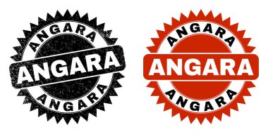 Grunge Biçimli ANGARA Siyah Rosette Damga Mührü