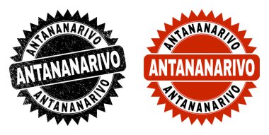 ANTANANARIVO Siyah Rosette Damgası Aşınmış Biçimli