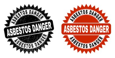 ASBESTOS DANGER Grunge Stili Siyah Rosette Filigranı