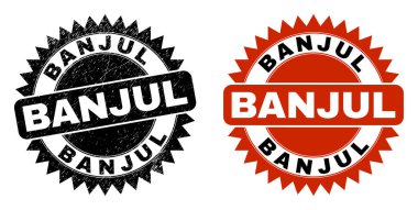 Grunged Style ile BANJUL Siyah Rosette Mühür Mührü