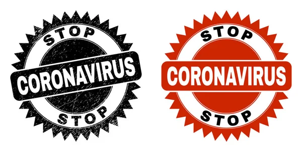 STOP CORONAVIRUS Filigrana di Rosetta Nera con Stile di Distress — Vettoriale Stock