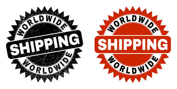 WORLDWIDE SHIPPING Black Rosette Seal mit unsauberem Stil — Stockvektor