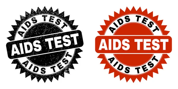 AIDS TEST Zwarte Rosette Seal met Corroded Texture — Stockvector