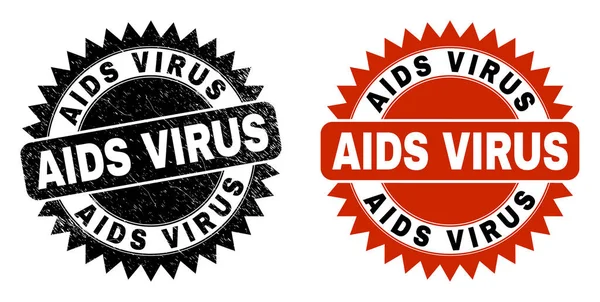 AIDS VIRUS Black Rosette Seal met Grunge Surface — Stockvector