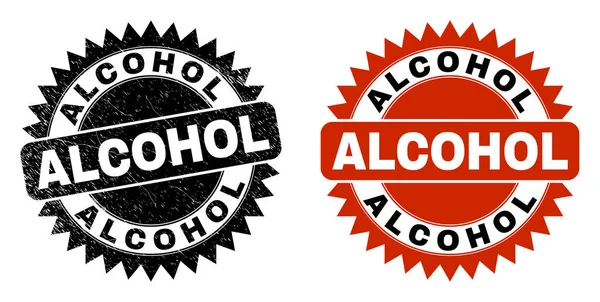 ALCOHOL带有腐蚀表面的黑色玫瑰印章 — 图库矢量图片