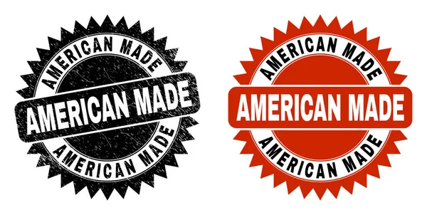 AMERICAN MADE fekete Rosette Stamp grunge textúrával — Stock Vector