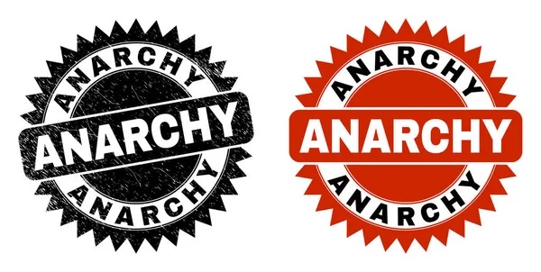 带有遇险纹理的ANARCHY黑色玫瑰邮票封条 — 图库矢量图片